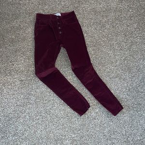 Rockstar super skinny high-rise corduroy pants in Burgundy color